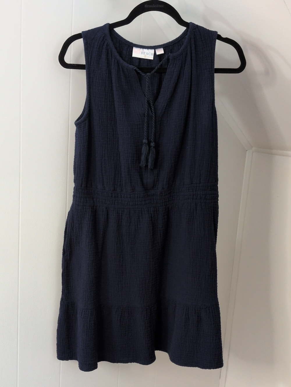 Belle by Kim Gravel Navy Sleeveless Tassel-Neck Mini Dress